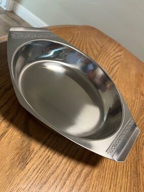 Farberware Silver Stainless Steel Oval Serving Platter with Decorative Handles